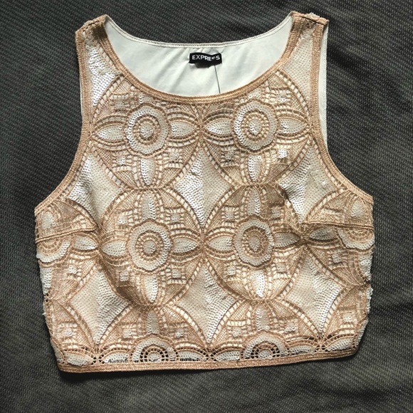 NWT!  Sequin Embellished Crop Top - Picture 1 of 3